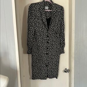 Elegant Black and White Polka Dot Midi Dress